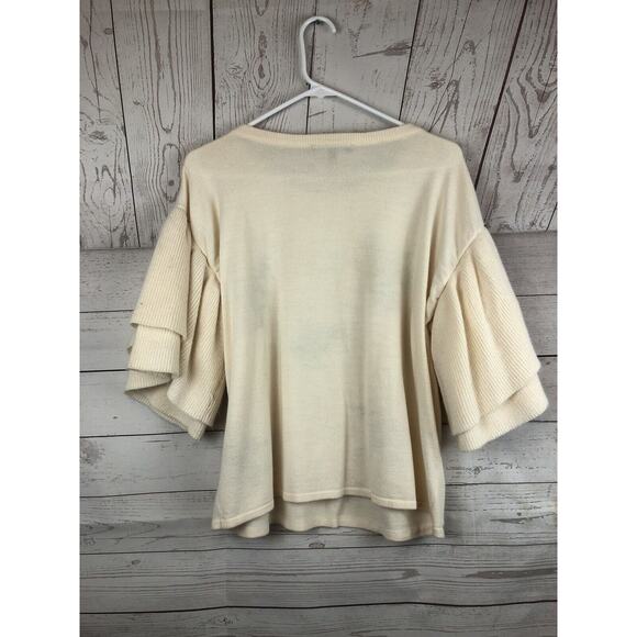 Jealous Tomato Sweater Womens Small cream embroidered floral Boho‎ Oversized - Picture 2 of 4